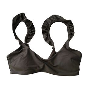 Aerie Black Ruffled Bikini Top S NWT